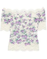 Rabanne - Embroidered Lace-Trim Top - Lyst