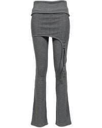 BOHEMSEO - Layered Ribbed-Knit Flared Trousers - Lyst