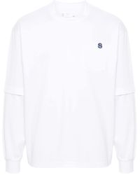 Sacai - Logo-embroidered Long-sleeved T-shirt - Lyst