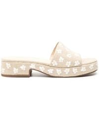 Larroude - 45Mm Floral-Embroidery Sandals - Lyst