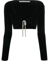 Alexander Wang - Cardigan Crop Con Decorazione Di Cristalli - Lyst
