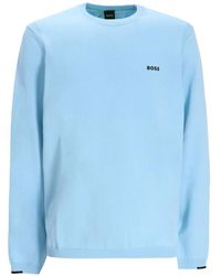BOSS - Logo-Embroidered Cotton Sweater - Lyst