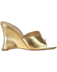 Gianvito Rossi - 95Mm Metallic Leather Wedge Sandals - Lyst