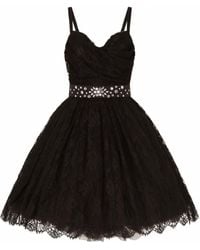 Dolce & Gabbana - Sweetheart-neck Chantilly-lace Minidress - Lyst
