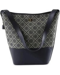 Tory Burch - T Monogram Leather-Trim Bucket Bag - Lyst