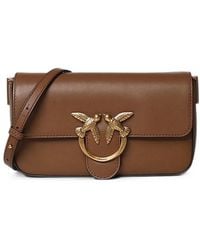Pinko - Love Birds Leather Shoulder Bag - Lyst
