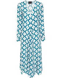 Simonetta Ravizza - Abstract-pattern Silk Midi Dress - Lyst