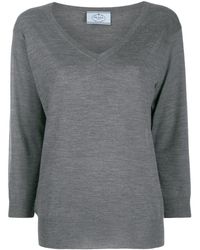 Prada Pullover mit V-Ausschnitt - Grau