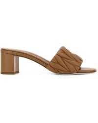 Miu Miu - Matelassé Leather Heeled Sandals - Lyst