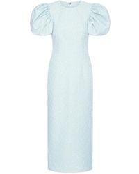 ROTATE BIRGER CHRISTENSEN - Chic Jacquard Midi Dress With Puff Sleeves - Lyst