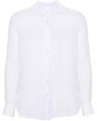 120% Lino - Band-collar Linen Shirt - Lyst