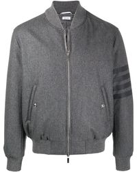 Thom Browne - Tonal 4-Bar Flannel Bomber Jacket - Lyst