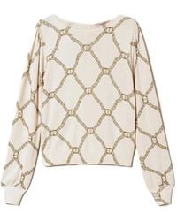 Twinset - Chain-Print Keyhole Sweater - Lyst