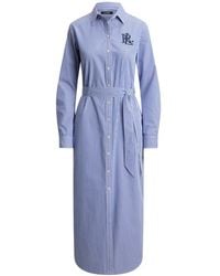 Ralph Lauren - Striped Belted Midi Shirt Dress - Lyst