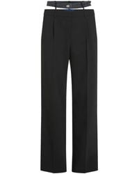 KARL LAGERFELD - Wide-Leg High-Waisted Tailored Pants With Denim-Inspired Belt - Lyst