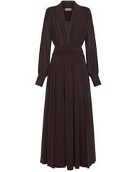Nicholas - Jocelyn V-Neck Gathered Maxi Dress - Lyst