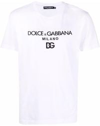 Dolce & Gabbana - T-shirt a maniche corte con logo ricamato - Lyst