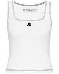 Rest&Recreation - Logo-Embroidered Contrast-Stitch Top - Lyst