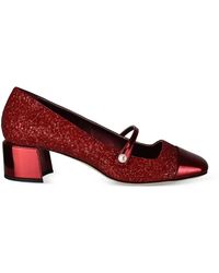 Jimmy Choo - Elisa Glitter Square-Toe Pumps - Lyst