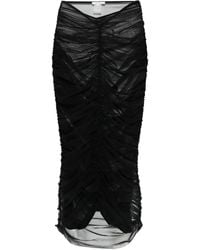 Nensi Dojaka - Ruched Sheer Midi Skirt - Lyst