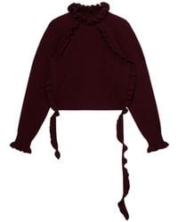 Blumarine - Ruffle-Trimmed Ribbed-Knit Sweater - Lyst