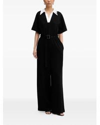 KARL LAGERFELD - Collared Belted Jumpsuit - Lyst