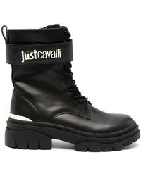 Just Cavalli - Logo-Plaque Leather Boots - Lyst