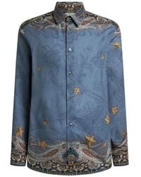 Etro - Katoenen Overhemd Met Pegaso-Patroon - Lyst
