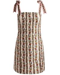 Alice + Olivia - Maryann Mini-Jurk Met Gestrikte Schouders En Bloemenprint - Lyst
