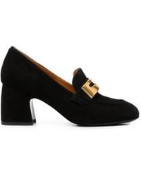 Linda Baumann - Logo-Plaque Block-Heel Loafers - Lyst