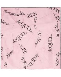 Alexander McQueen - Silk Scarf With Logo - Lyst