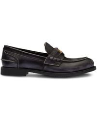 Miu Miu - Logo-plaque Leather Loafers - Lyst