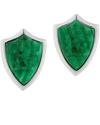 Mateo - Carved-Lion Shield Malachite Cufflinks - Lyst