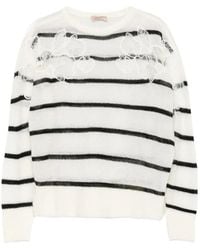 Twinset - Gestreifter Pullover Mit Spitze - Lyst