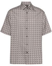 Emporio Armani - Short-sleeve Logo Pattern-print Shirt - Lyst