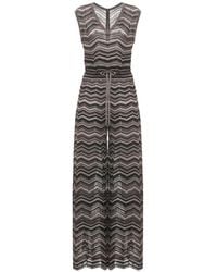 D.exterior - Chevron-Knit Wide-Leg Jumpsuit - Lyst
