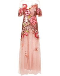 Temperley London - Floral-Embroidered Sequin Tulle Gown - Lyst