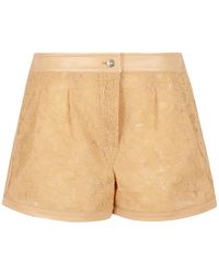 Ermanno Scervino - Lace-Overlay Leather-Trim Shorts - Lyst