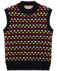 Marni - Débardeur Shetland En Jacquard Rouge Et - Lyst