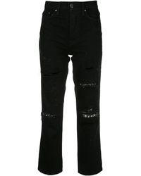 Amiri Jean crop à effet usé - Noir