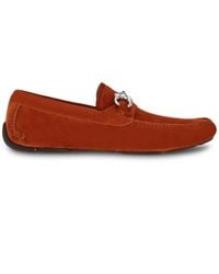 Ferragamo - Gancini-Plaque Suede Loafers - Lyst