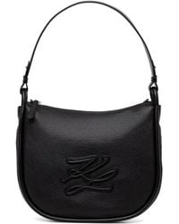 KARL LAGERFELD - Logo-Patch Pebbled Shoulder Bag - Lyst