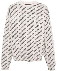 Balenciaga - Logo-intarsia Knitted Sweatshirt - Lyst