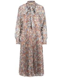 Valentino Garavani - Floral-Print Pussy-Bow Midi Dress - Lyst