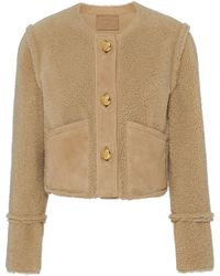 Prada - Shearling Cropped Jacket - Lyst