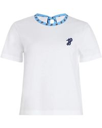 Patou - T-Shirt En Coton Biologique À Col Contrastant - Lyst