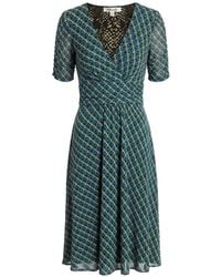 Diane von Furstenberg - Robe Mi-Longue Froncée À Imprimé Géométrique Koren - Lyst
