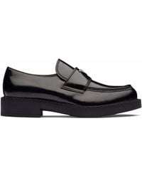 Prada - Mocassins Chocolate En Cuir Brossé - Lyst