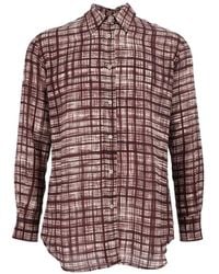 Aspesi - Chemise En Soie À Carreaux - Lyst