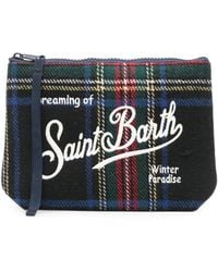MC2 Saint Barth - Aline Tartan-Check Embroidered Clutch Bag - Lyst